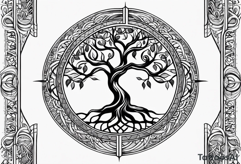 tree of life spiritual branches are sanskrit tattoo idea