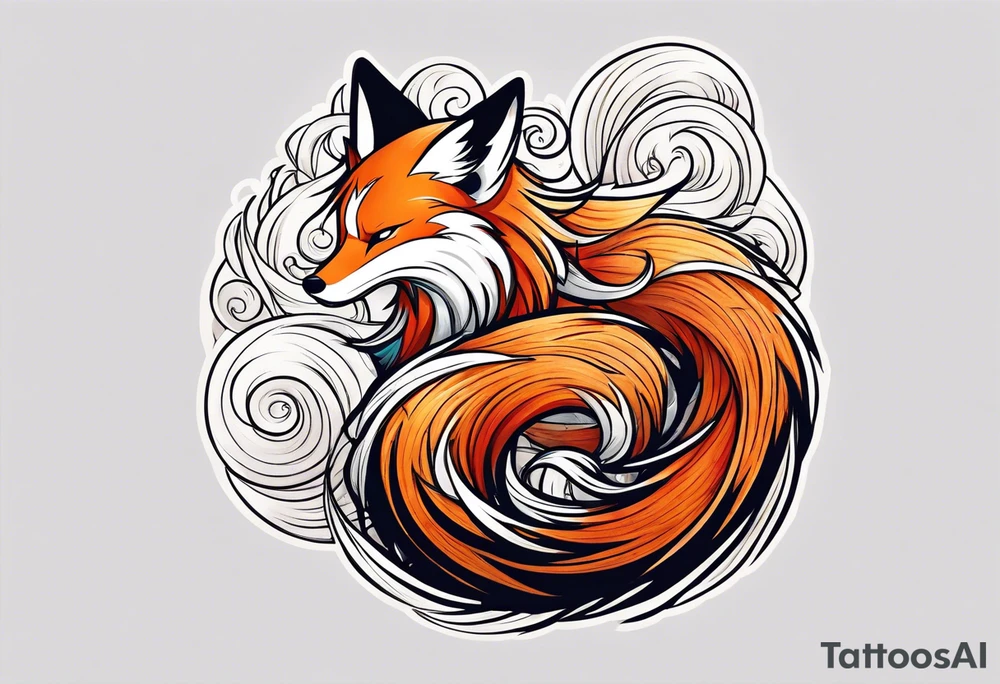 Back tattoo. Nine fox tails Japanese paint style tattoo idea