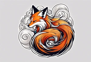 Back tattoo. Nine fox tails Japanese paint style tattoo idea