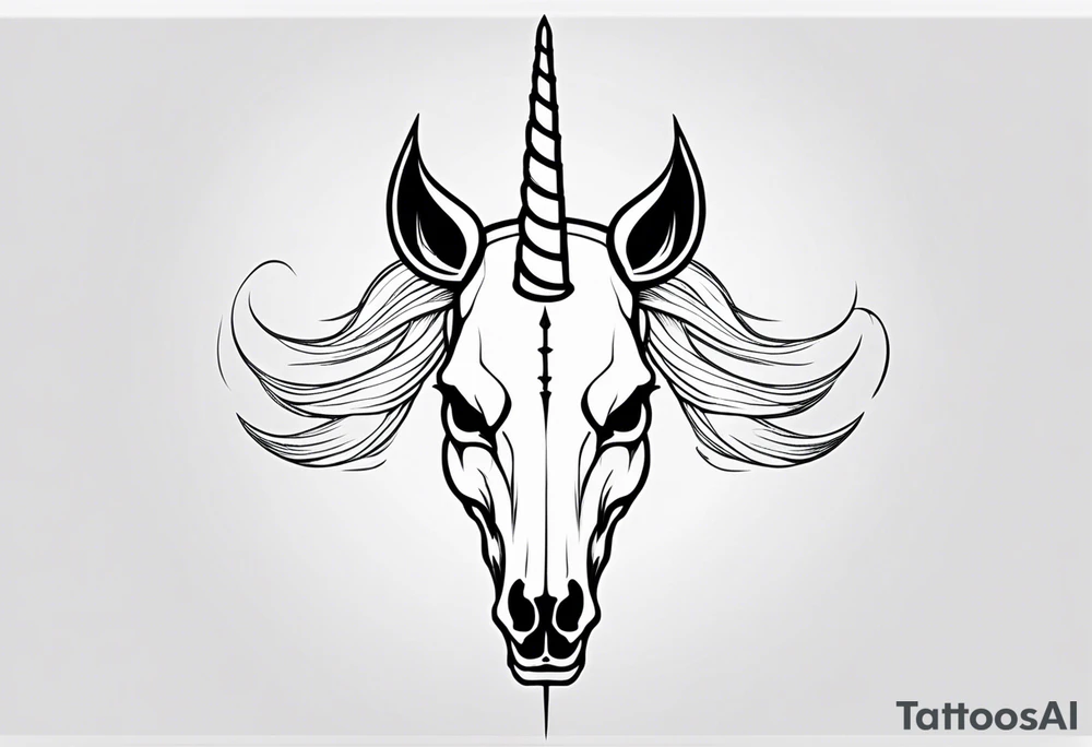 Unicorn skull – A dark twist with a skull and horn. tattoo idea