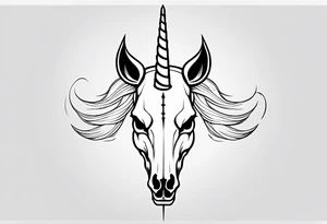 Unicorn skull – A dark twist with a skull and horn. tattoo idea