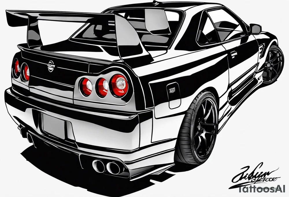 Nissan skyline GT-R R34 tattoo idea