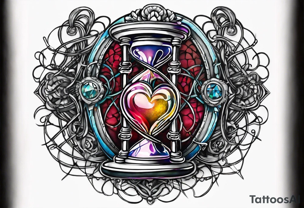 Marti Michael heart barbwire hourglass tattoo idea