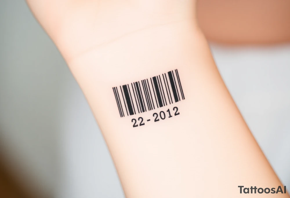 minimalist barcode with the couple’s wedding date (22 - 12 - 2012) hidden in the numbers under barcode tattoo idea