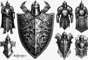 knight heavy armor and shield tattoo idea