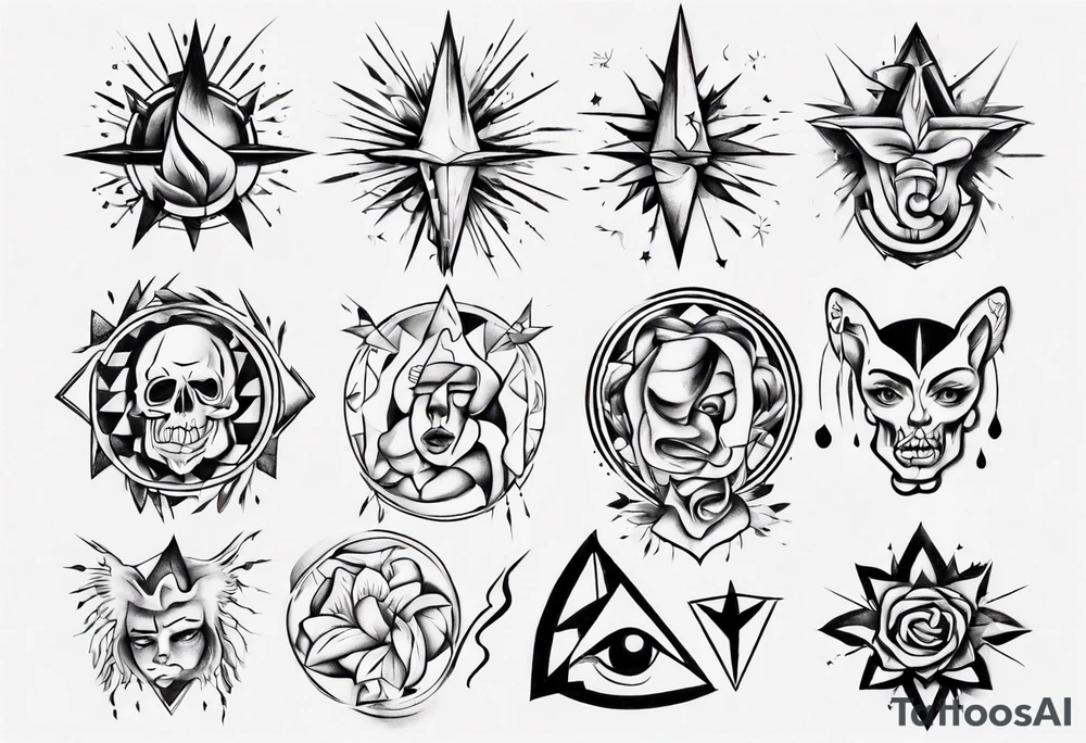 Different old-school-style tattoos tattoo idea