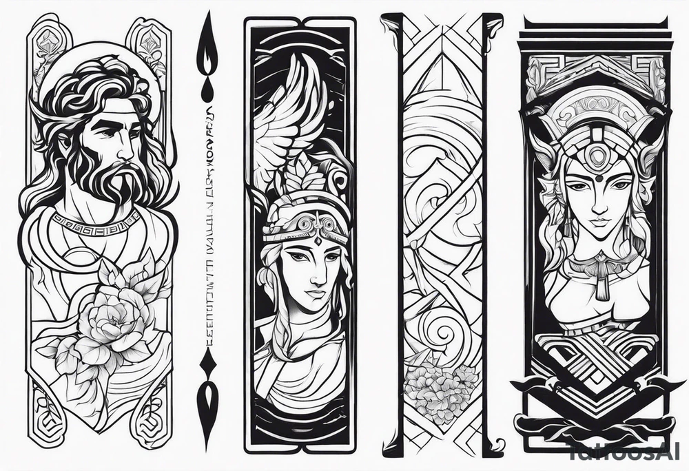 Greek Gods Arm sleeve tattoo idea