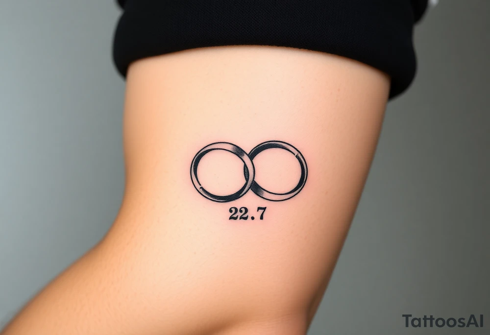 two wedding rings as symbol of infinity with date 22. 7. 2018 tattoo idea