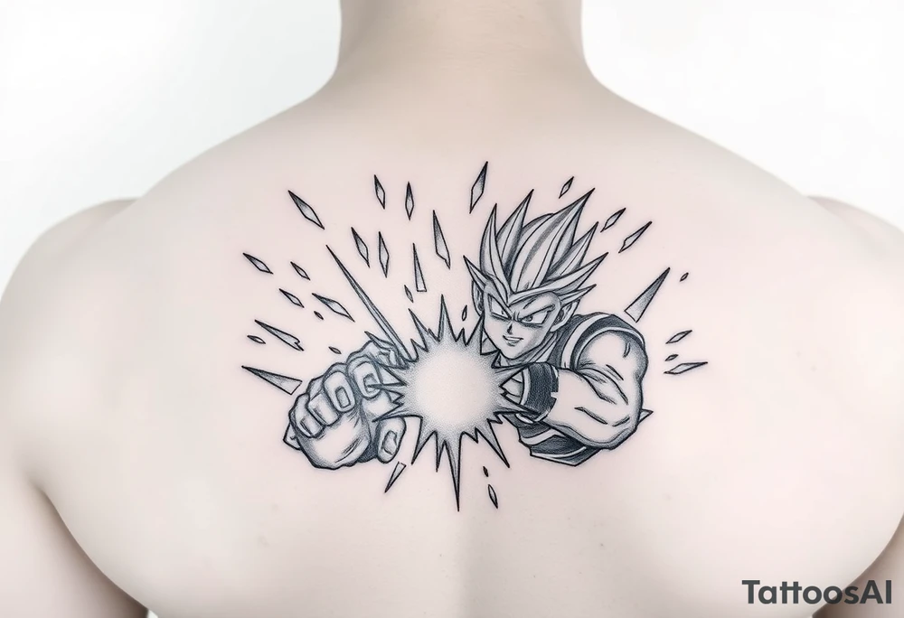 legendary dragonball z scene with energy aura and power effects tattoo idea