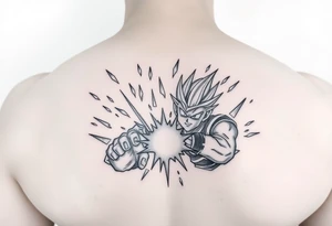 legendary dragonball z scene with energy aura and power effects tattoo idea