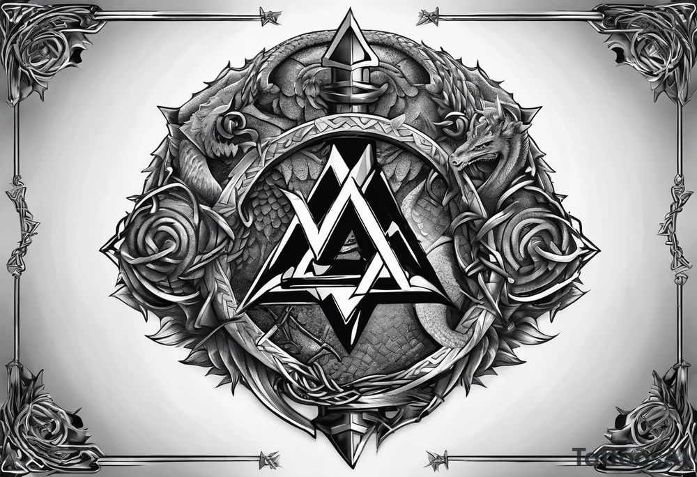 Valhalla sword chain barbed wire
dragon axe Valknut tattoo idea Valhalla sword chain barbed wire
dragon axe Valknut tattoo idea