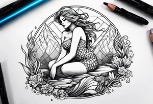 mermaid sitting on a rock tattoo idea