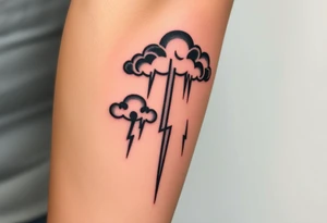 Black storm clouds with rain falling & lightning bolts striking down tattoo idea