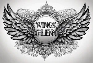 Wings with the word Glenn in the middle tattoo idea