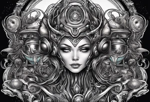alien planet beautiful tattoo idea