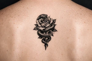 Snake wrapped around rose make it look realistic and hot tattoo idea