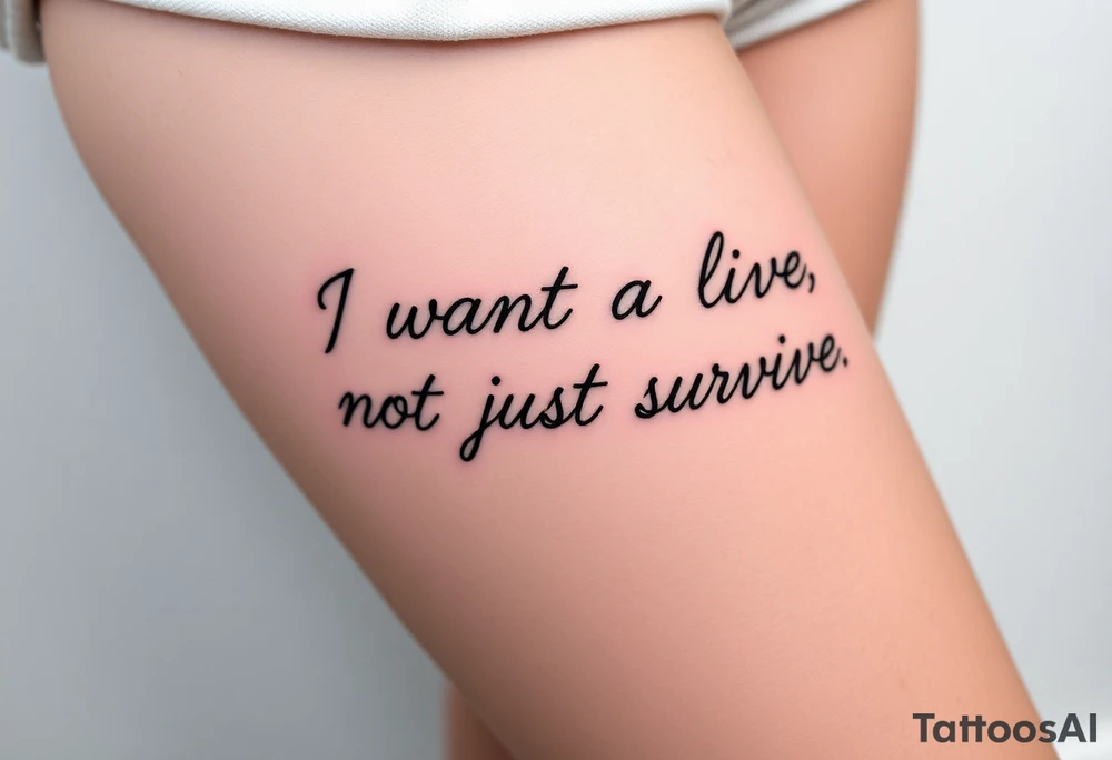 I wan't to live, not just survive in cursive tattoo idea