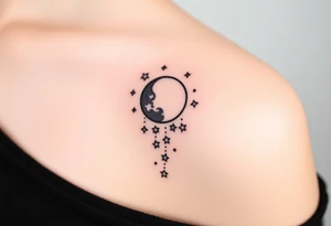 Cascade of stars with moon tattoo idea