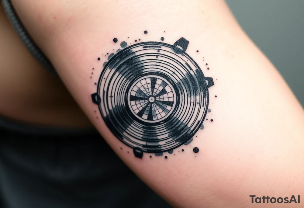 vinyl record and disco ball tattoo idea