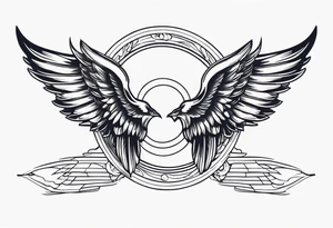 a pair of wings with a halo above them tattoo idea