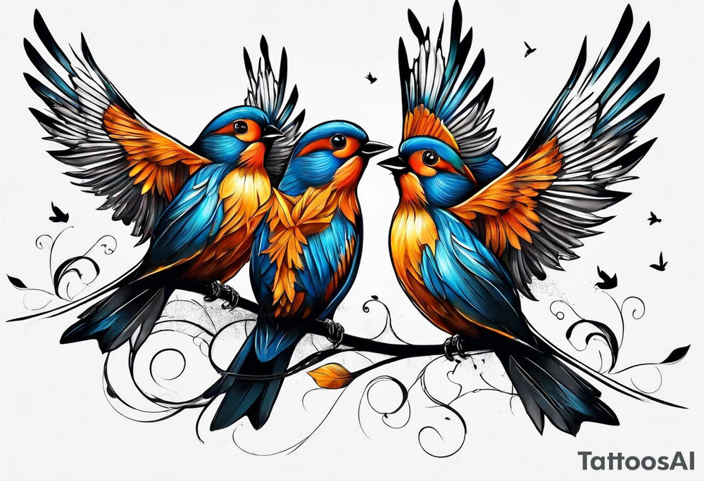 4 little birds... 2 of them are flying tattoo idea