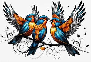 4 little birds... 2 of them are flying tattoo idea