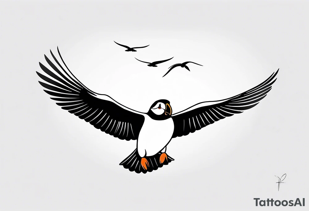 a flying puffin with black wings
 -  forarm Tattoo tattoo idea