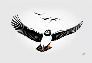 a flying puffin with black wings
 -  forarm Tattoo tattoo idea