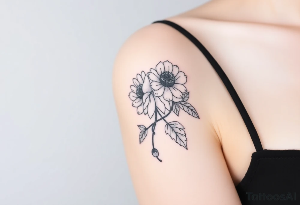 Rose and Chrysanthemum bouquet tattoo tattoo idea