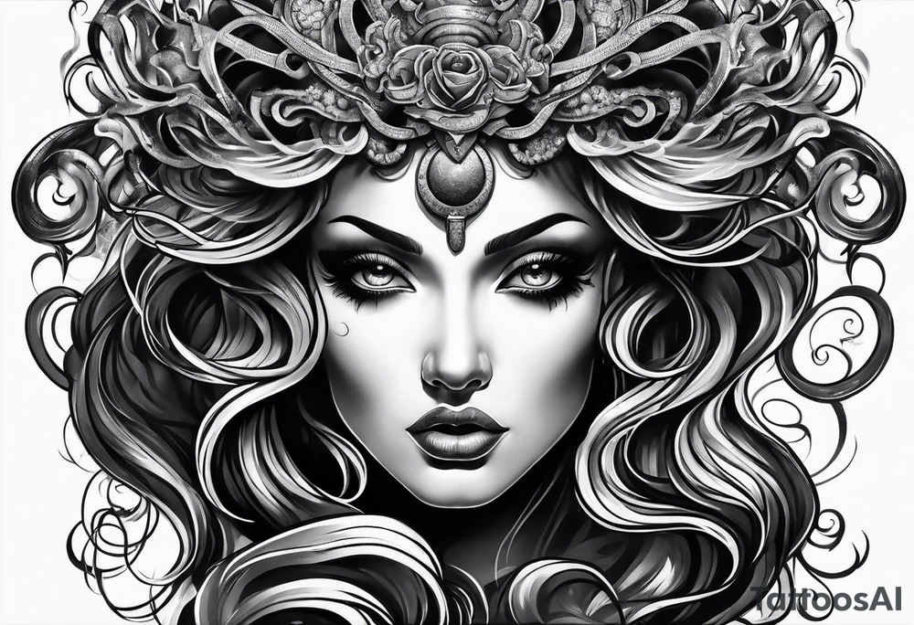 Medusa scary tattoo idea