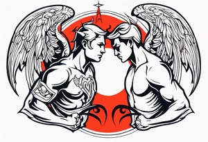 Angel and  Devil fighting back tattoo design tattoo idea