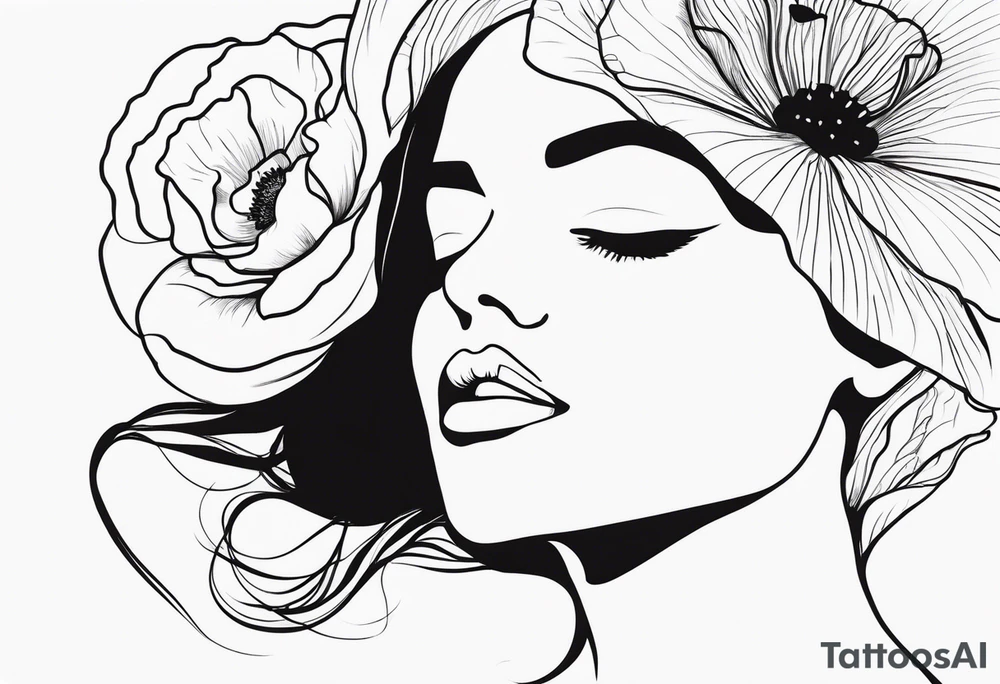 outline tatoo, face, poppy, word tattoo idea