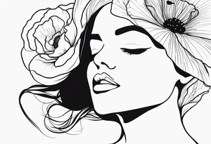 outline tatoo, face, poppy, word tattoo idea