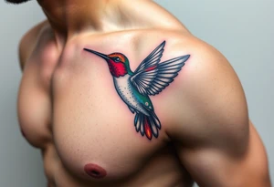 A hummingbird with lotus wings(only red , blue and black are possible colors) tattoo idea