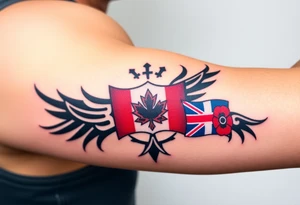 I AM Invictus Games tattoo with Canada and UK flag. Include poppies and RAF logo tattoo idea