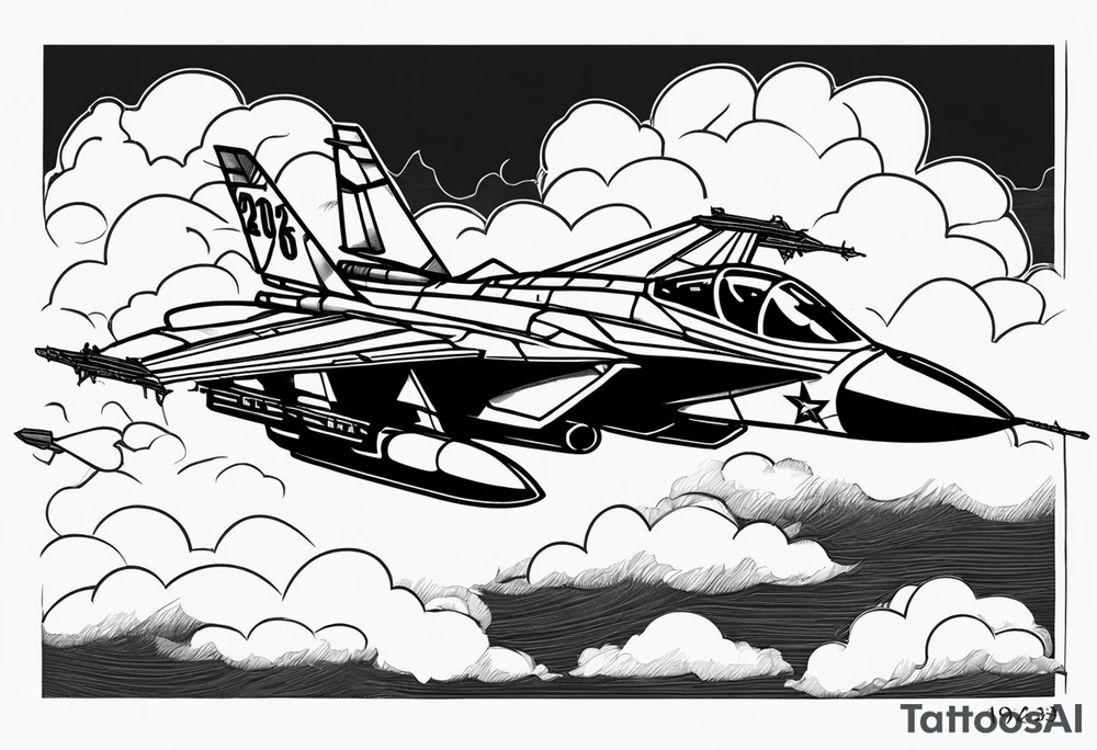Fighter jet in the clouds with the date 09-07-2023 tattoo idea Fighter jet in the clouds with the date 09-07-2023 tattoo idea