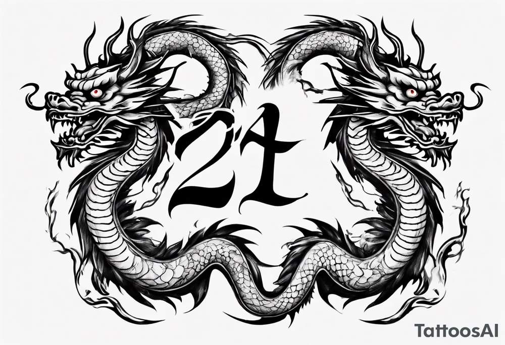 Number 24 with a Chinese dragon around it tattoo idea