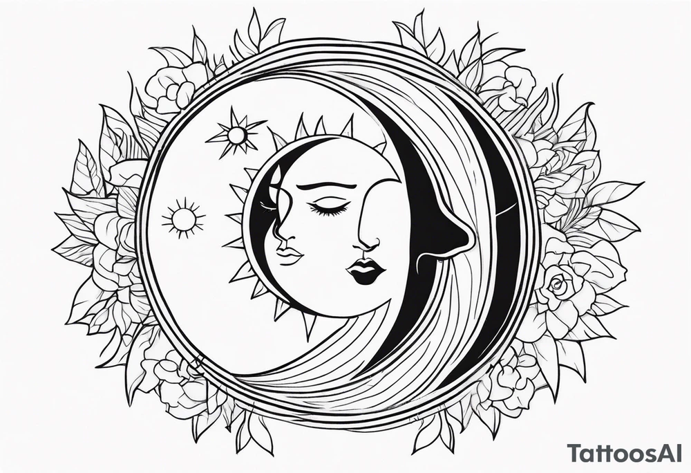sun and moon in love tattoo idea