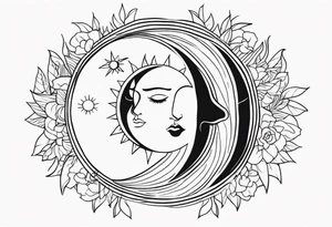 sun and moon in love tattoo idea