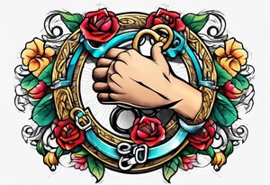 Praying hands with handcuffs tattoo idea