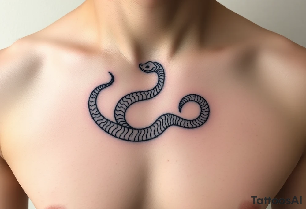 snake wrapped around collar bone tattoo idea