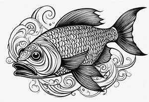 small fish tatoo, artistic, lines only tattoo idea