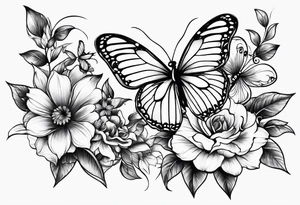 floral design with butterflies tattoo idea