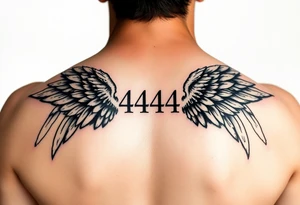 Angel numbers 1 support and guidance, 2 Balance, 4 Protection (with angel wings(only around 444) tattoo idea