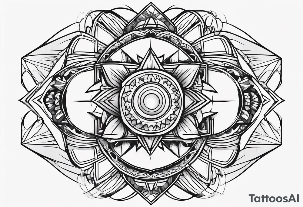 illustration for modern Geometric Shaped Tattoo signifying Strenth, Determination, Will Power and Courage tattoo idea