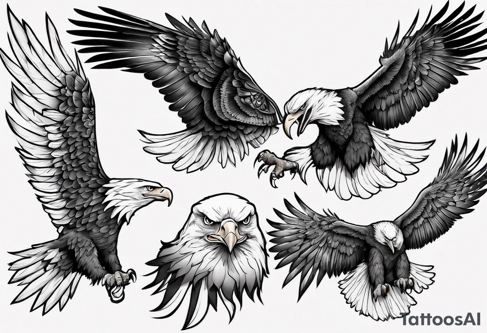 swooping bald eagle tattoo idea