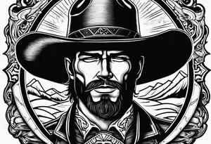 Ruggred cross with a cowboy hat that says sleep through the storm tattoo idea