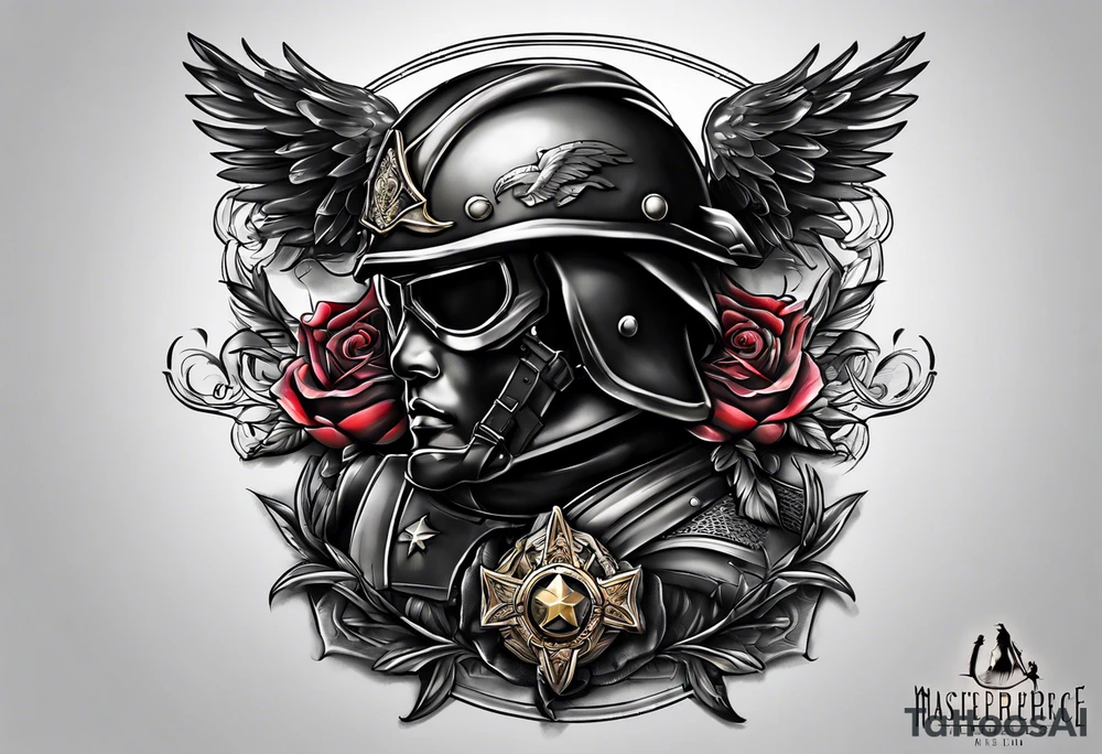 A soldier’s innocence lost to fear and darkness tattoo idea