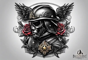 A soldier’s innocence lost to fear and darkness tattoo idea