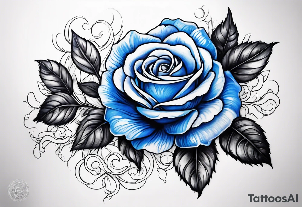 Blue and white rose tattoo idea